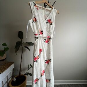 Calvin Klein Floral Sleeveless White Dress size 10